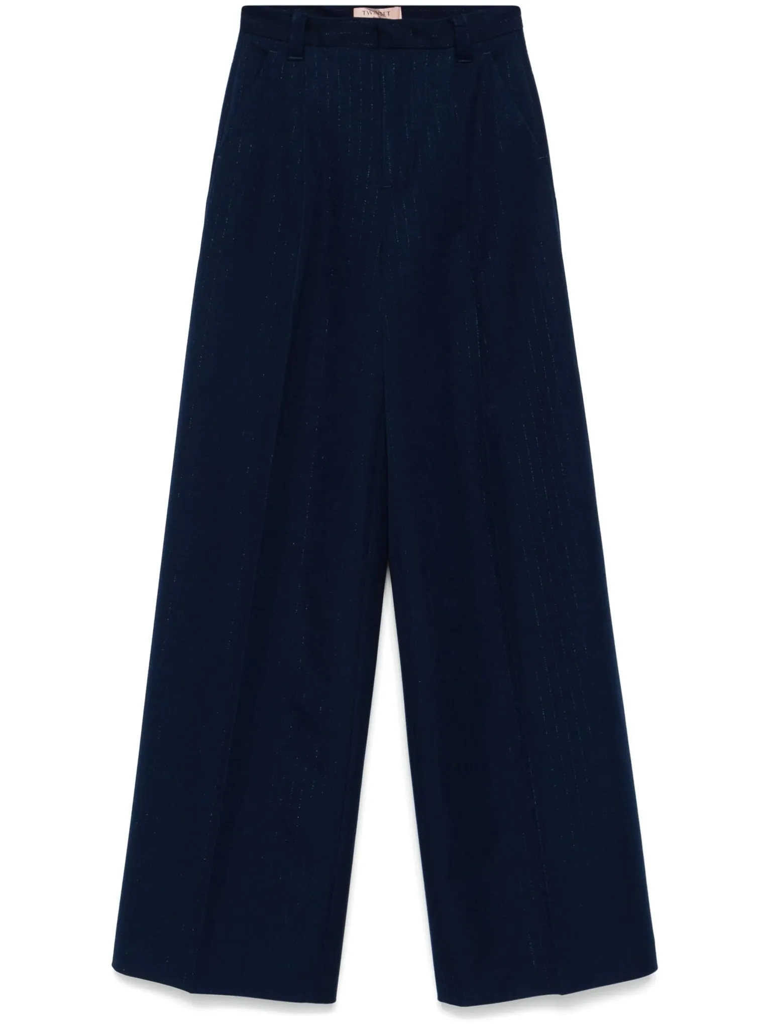 pinstripe wide-leg trousers