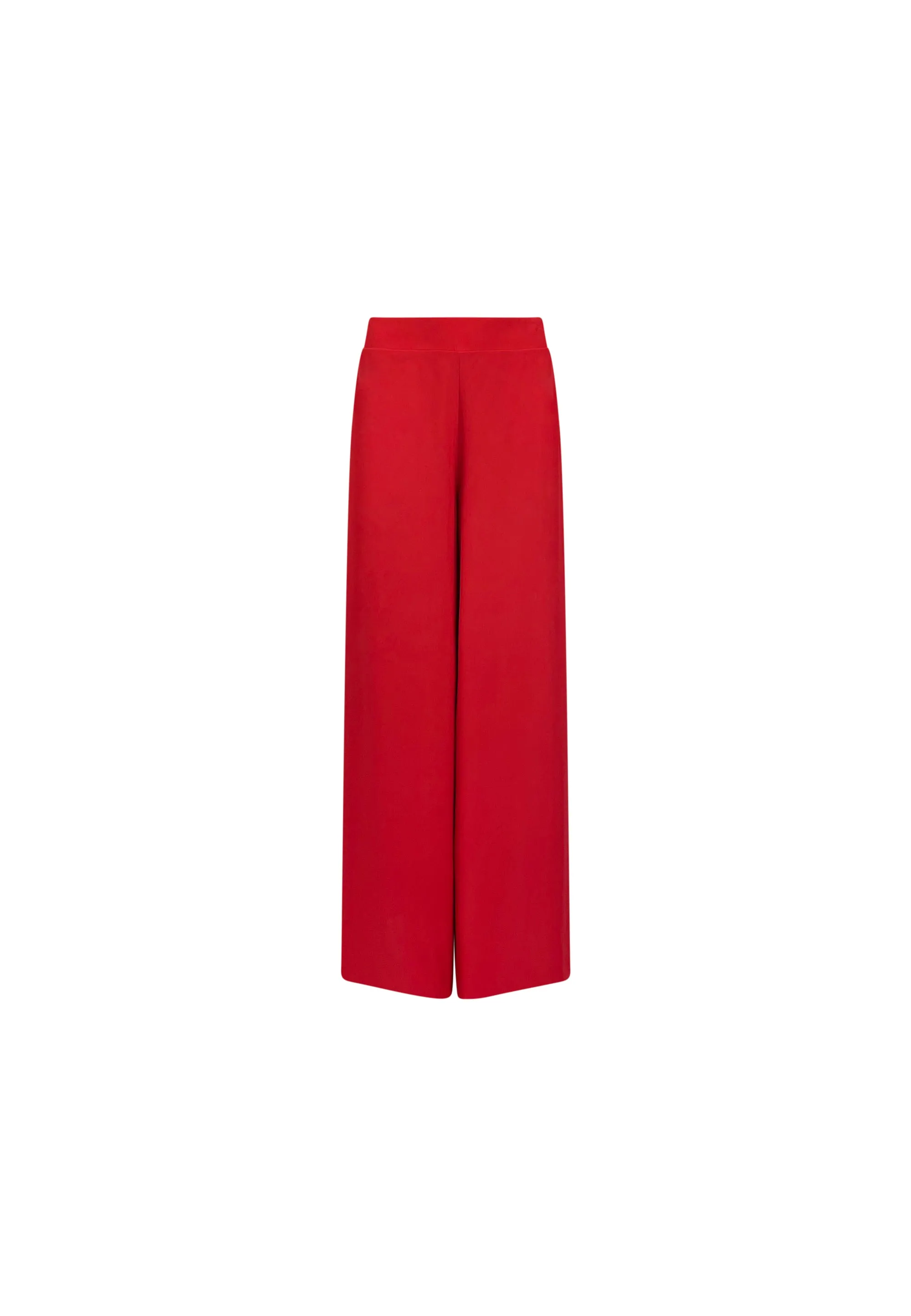 Red Crepe Wide Leg Trouser