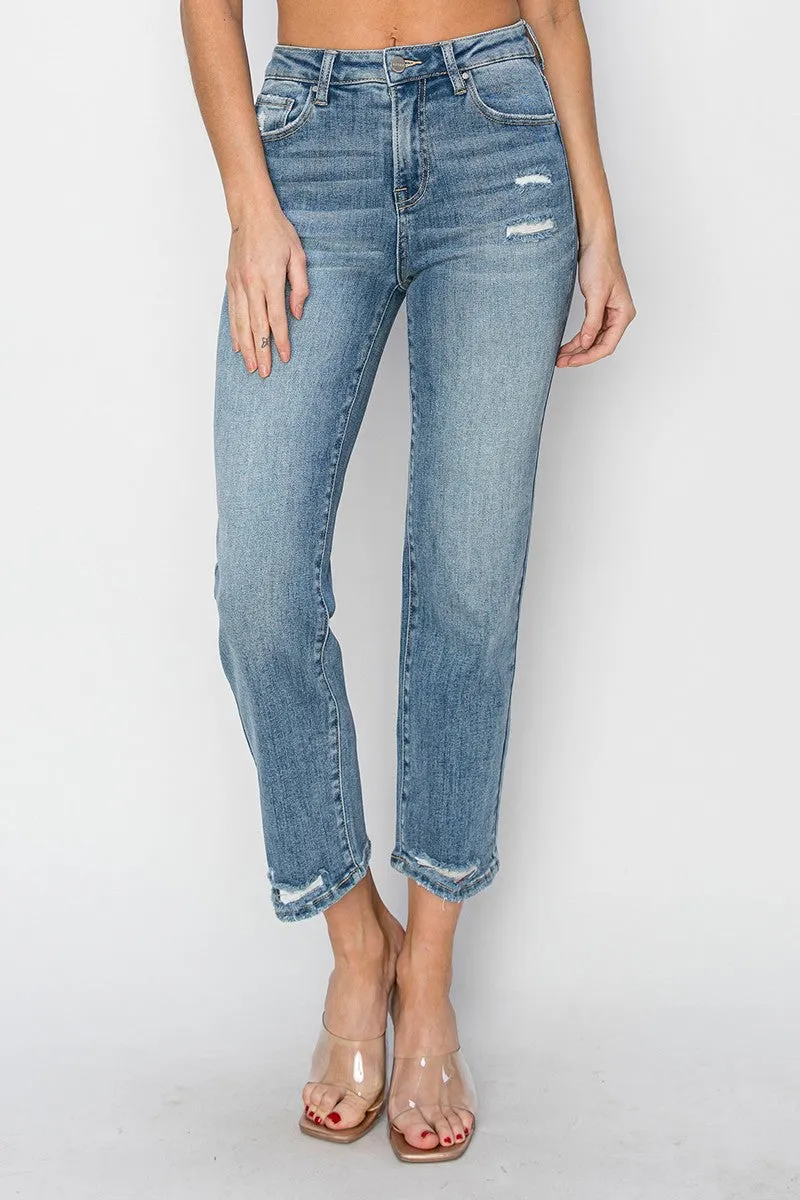 Risen: High Rise Straight Jeans