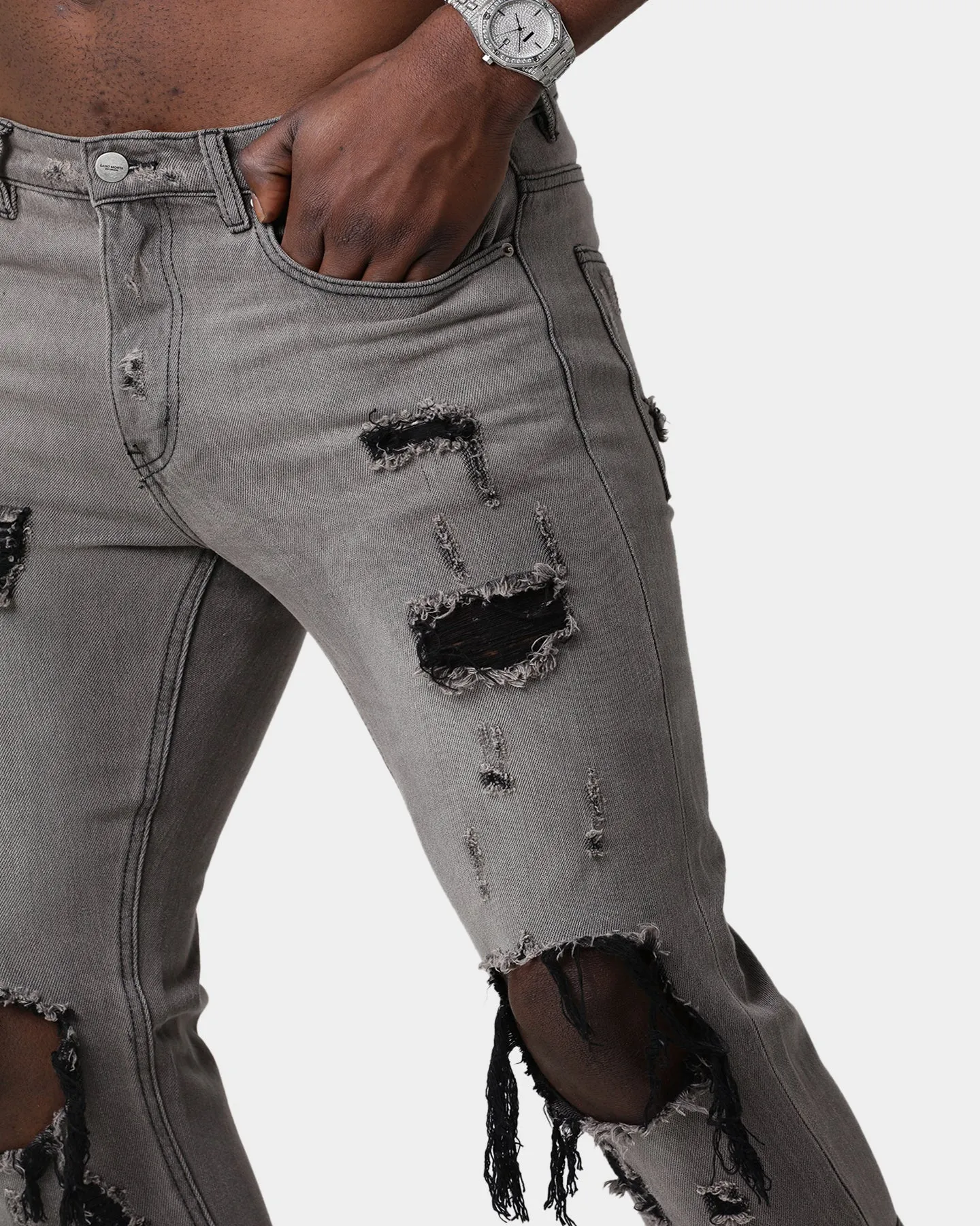 Saint Morta Destroyer Distressed Jeans Vintage Grey