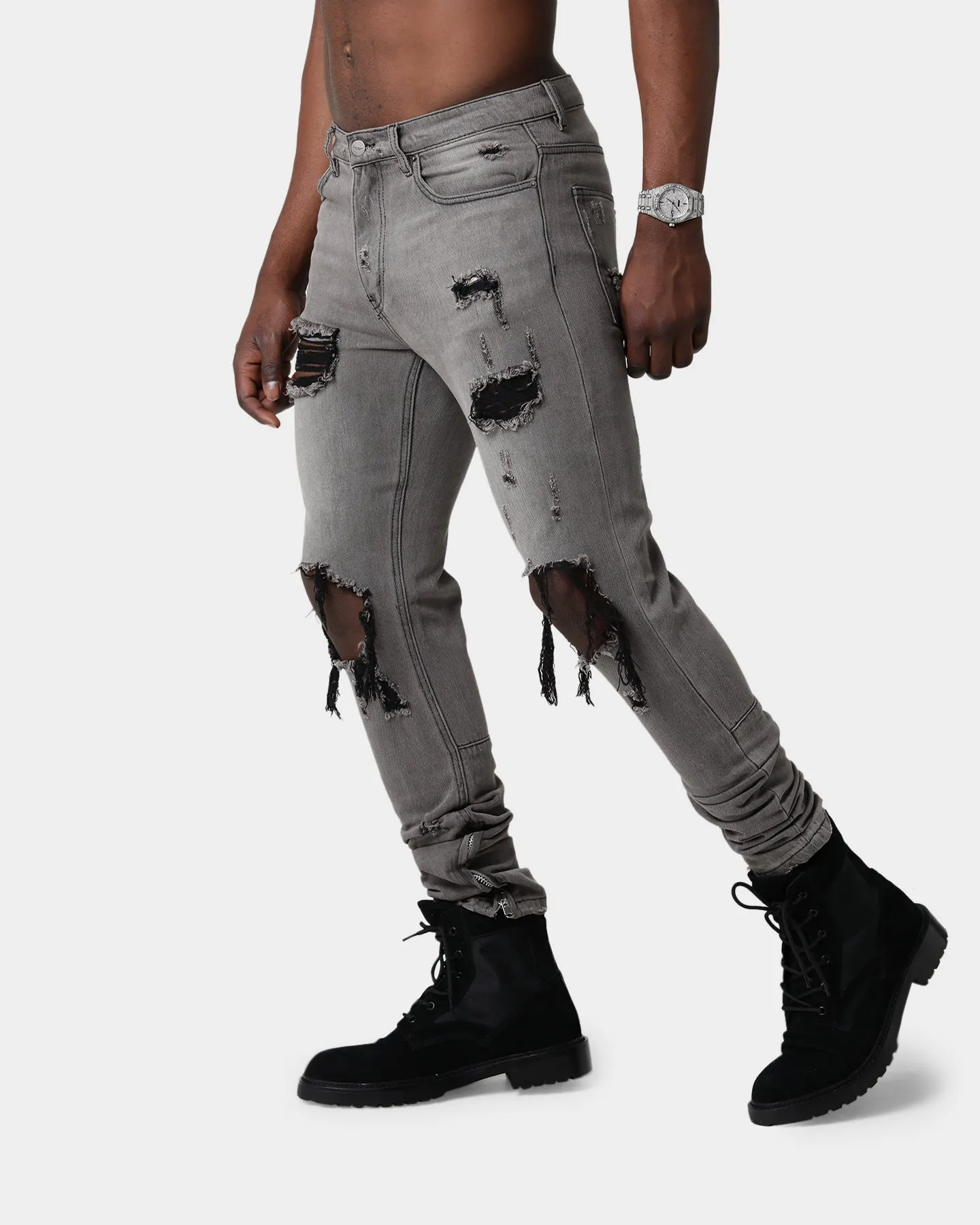 Saint Morta Destroyer Distressed Jeans Vintage Grey