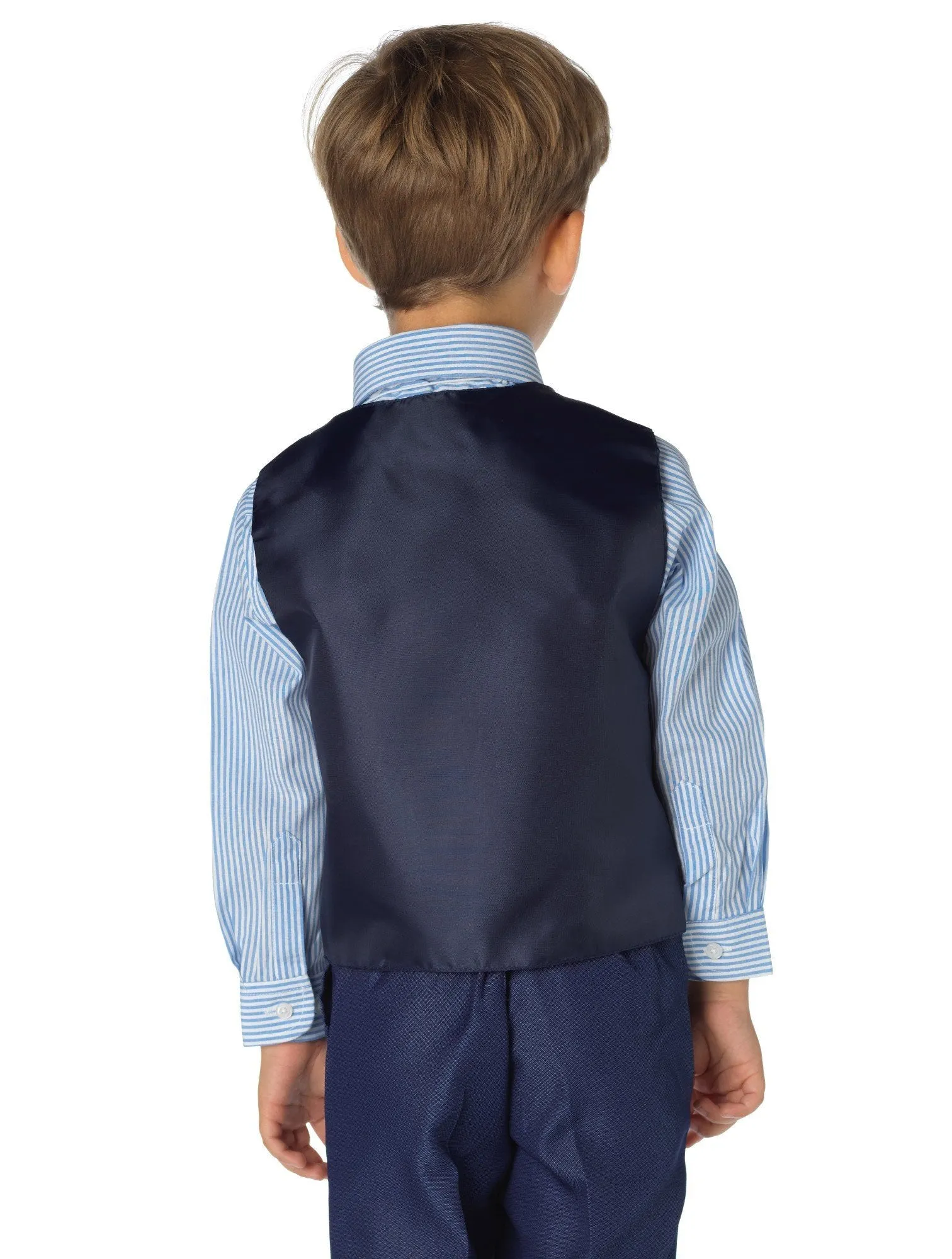 Shinny Penny Boys Blue Page Boy Outfit with Stripe Shirt - 4 Piece