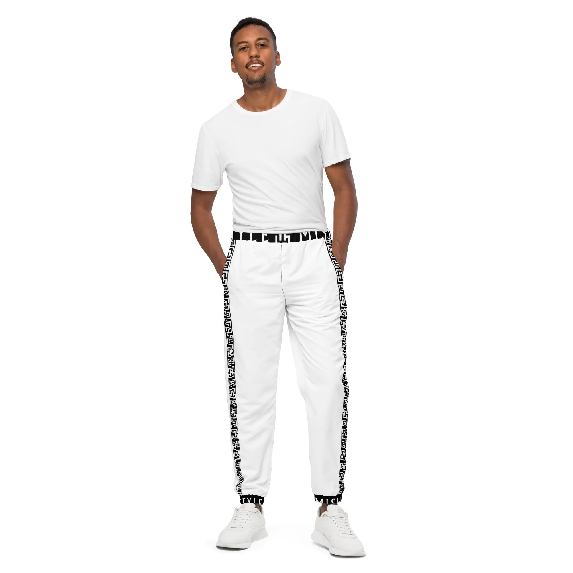 Side Solid Unisex  Blue White pants