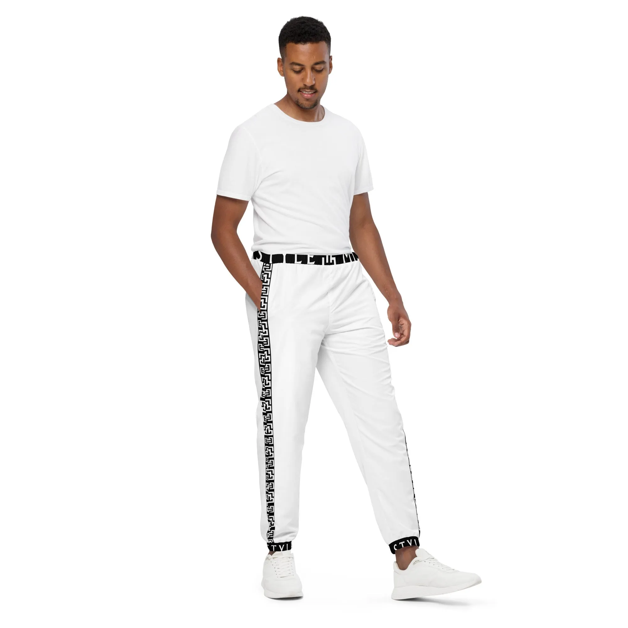 Side Solid Unisex  Blue White pants