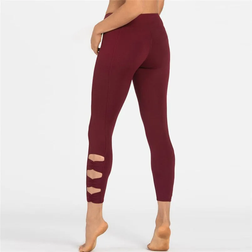 Skinny Cutout Workout Leggings - Red