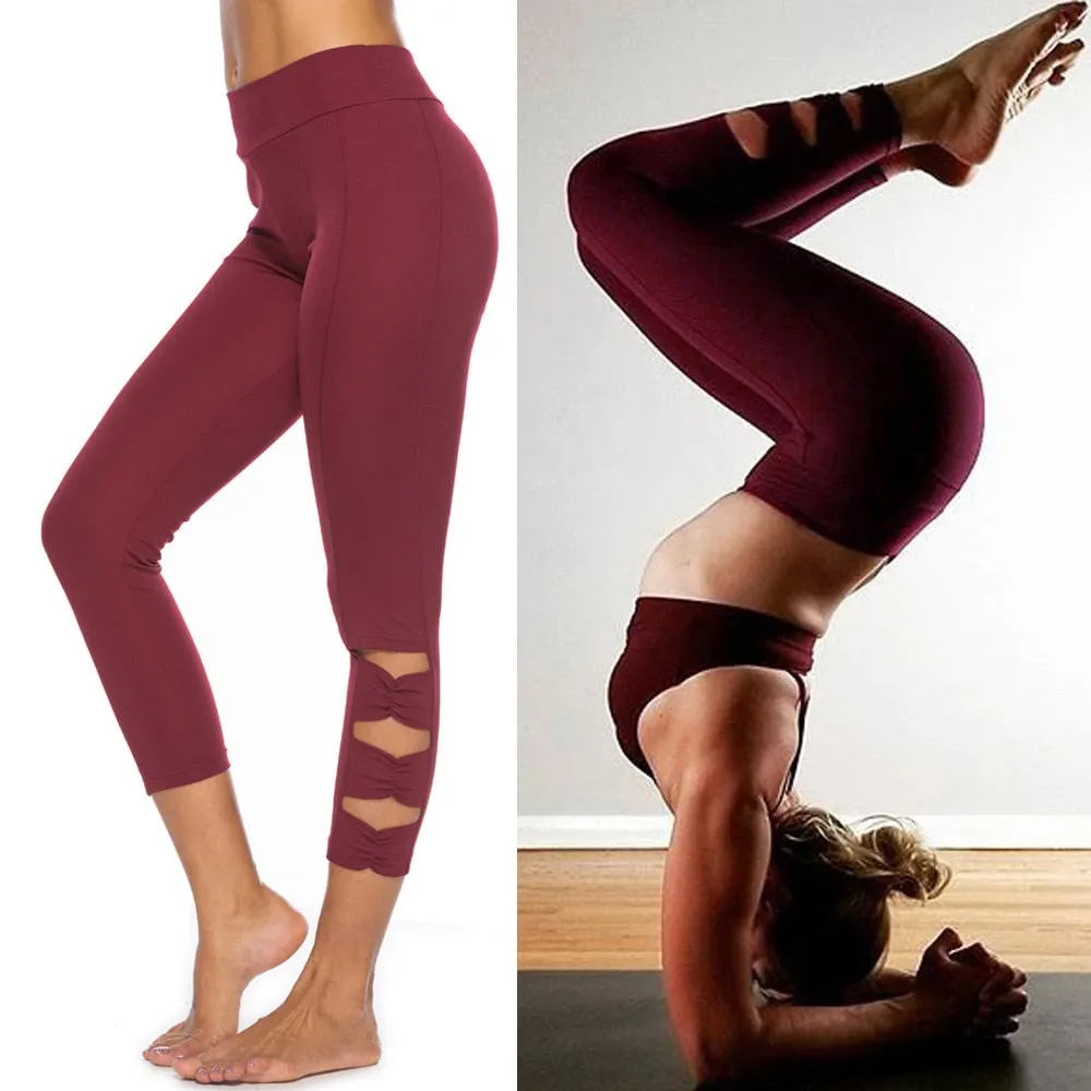 Skinny Cutout Workout Leggings - Red