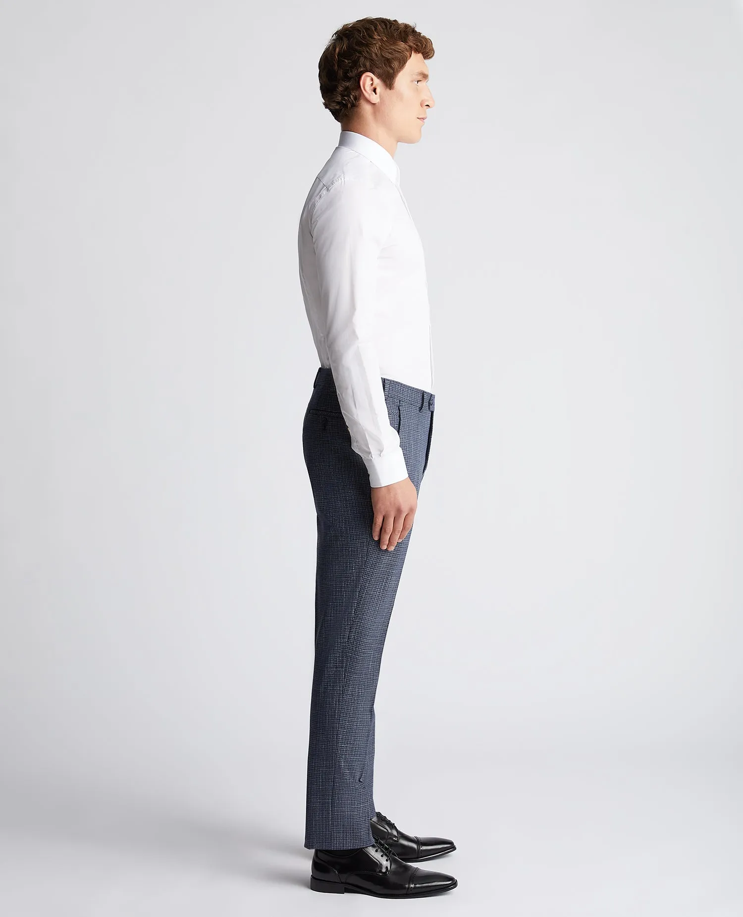 Slim Leg Checked   Stretch Formal Trousers