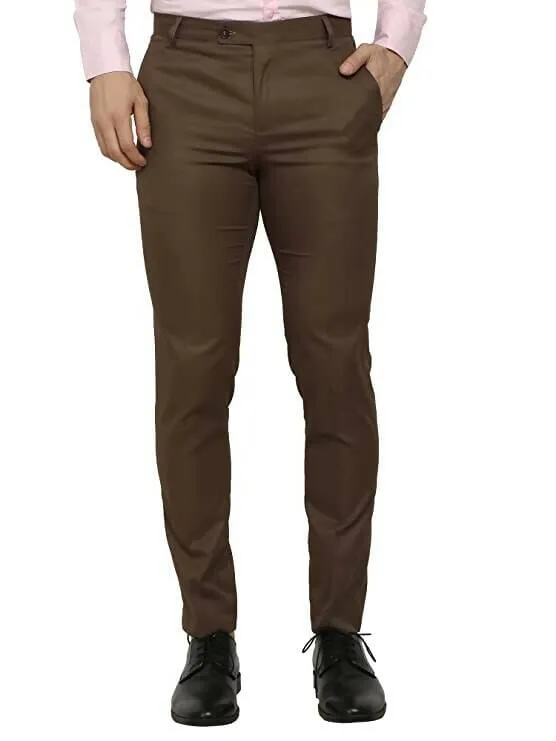 The DS Men's Slim fit Brown Trouser