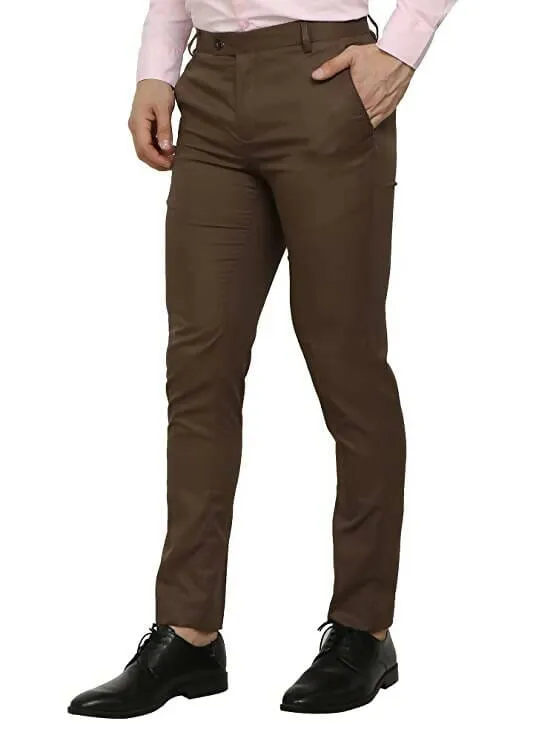 The DS Men's Slim fit Brown Trouser