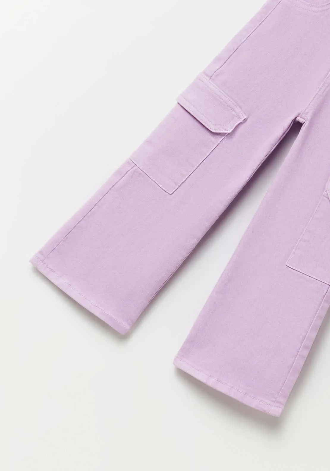 Wide Leg Cargo Trousers - Purple