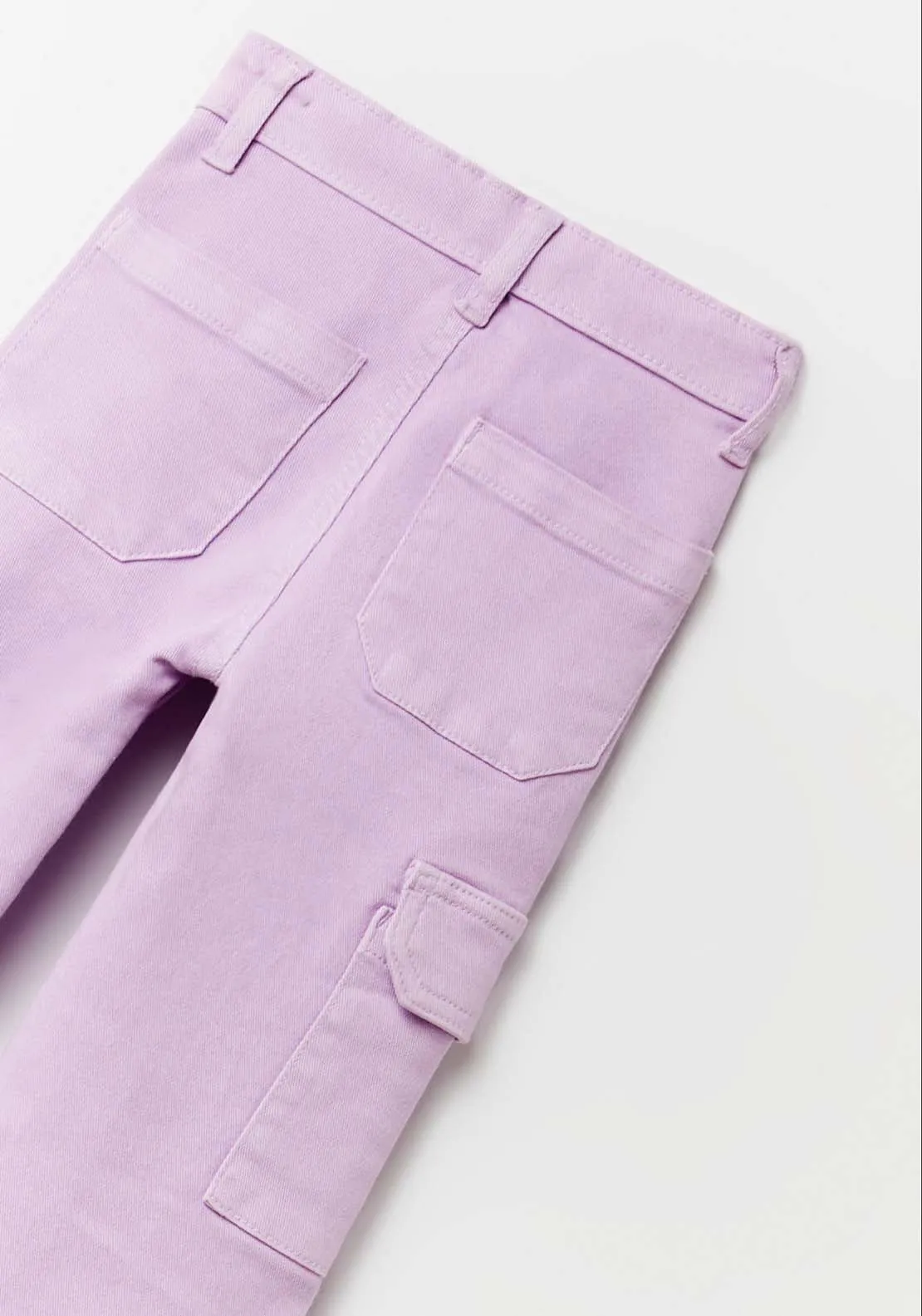 Wide Leg Cargo Trousers - Purple