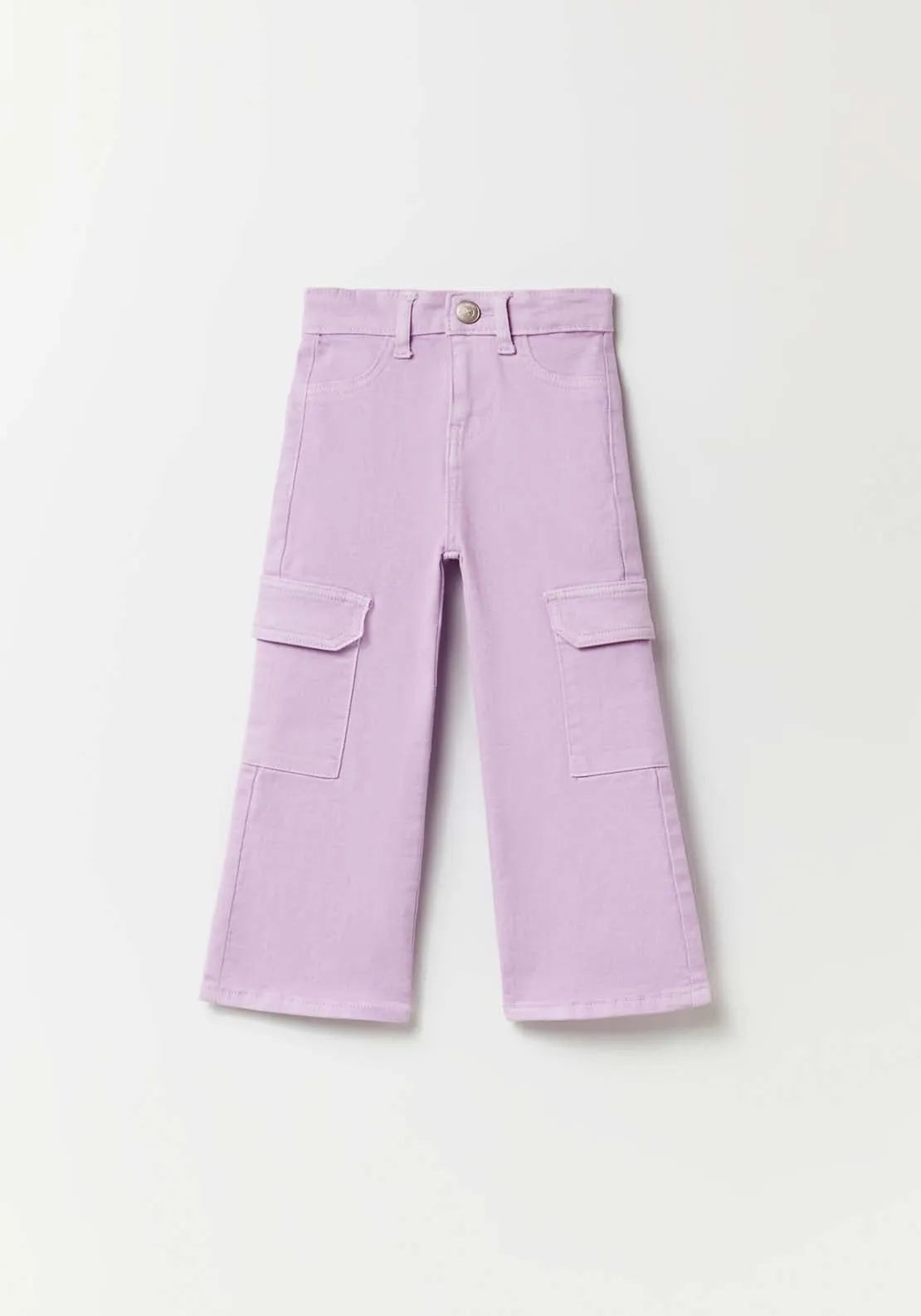 Wide Leg Cargo Trousers - Purple