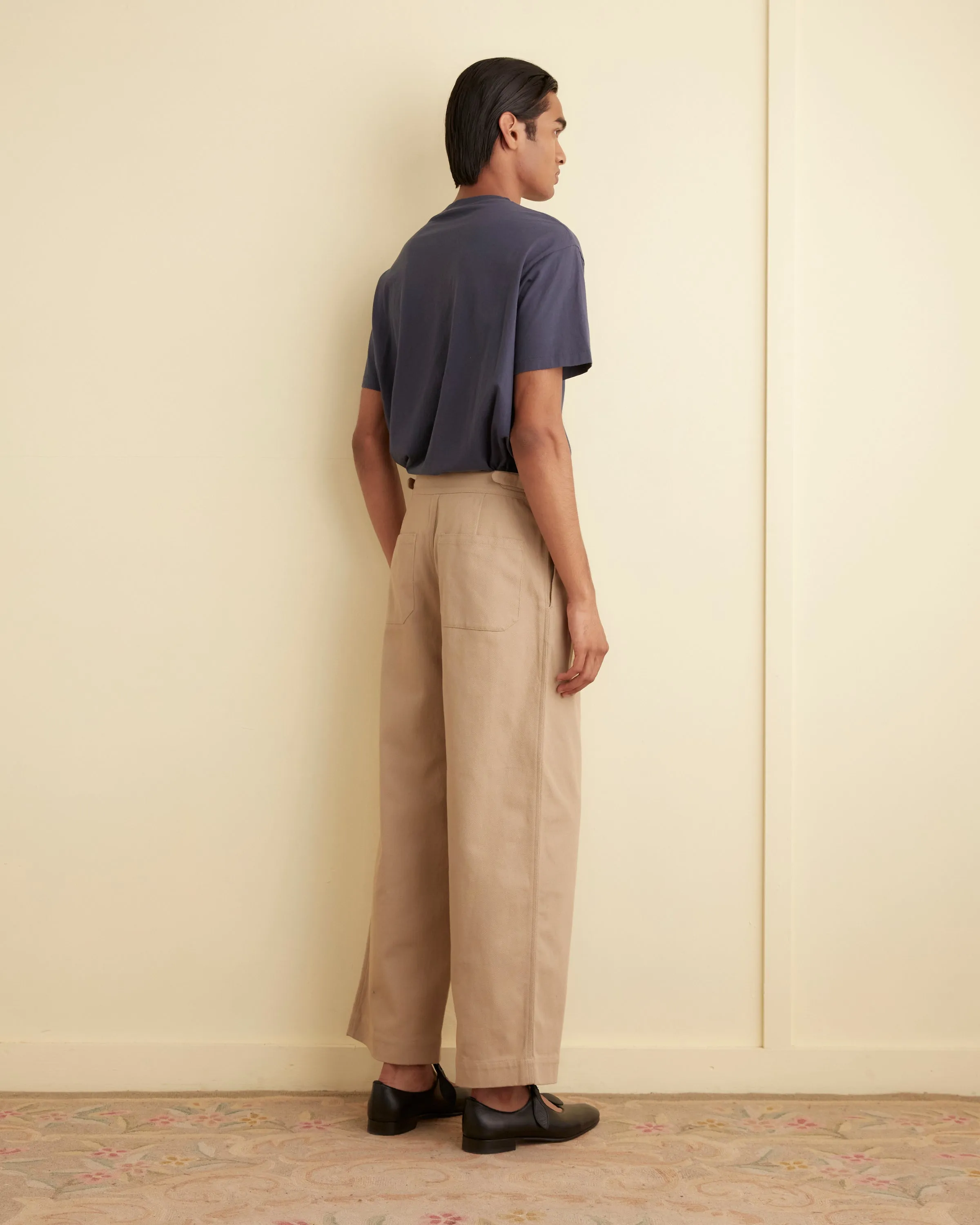 Wide Leg Snap Trousers - Khaki