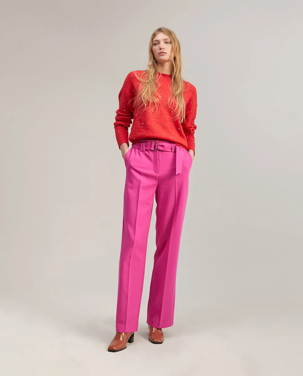 Wide-leg trousers with belt