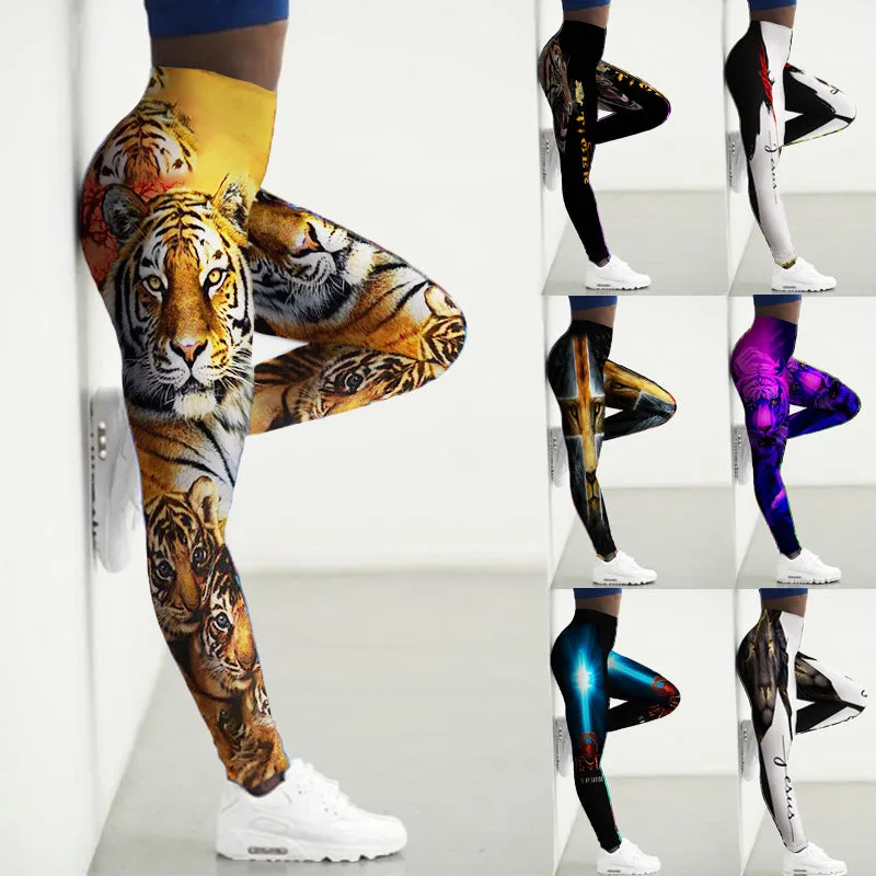 Wjczt Sport Leggings Women 3D Tiger Printed High Waist Tights Yoga Pants Gym Clothing Femme Workout Leggins Ladies Leginsy Damskie