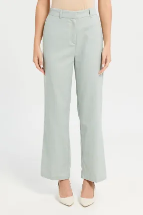 Women Mint Wide Leg Formal Trousers