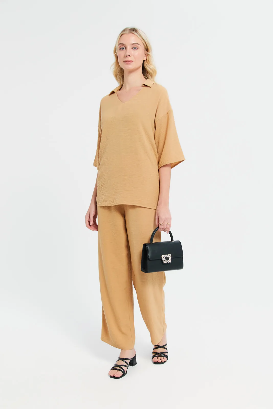 Women Mustered Wide Leg Trousers