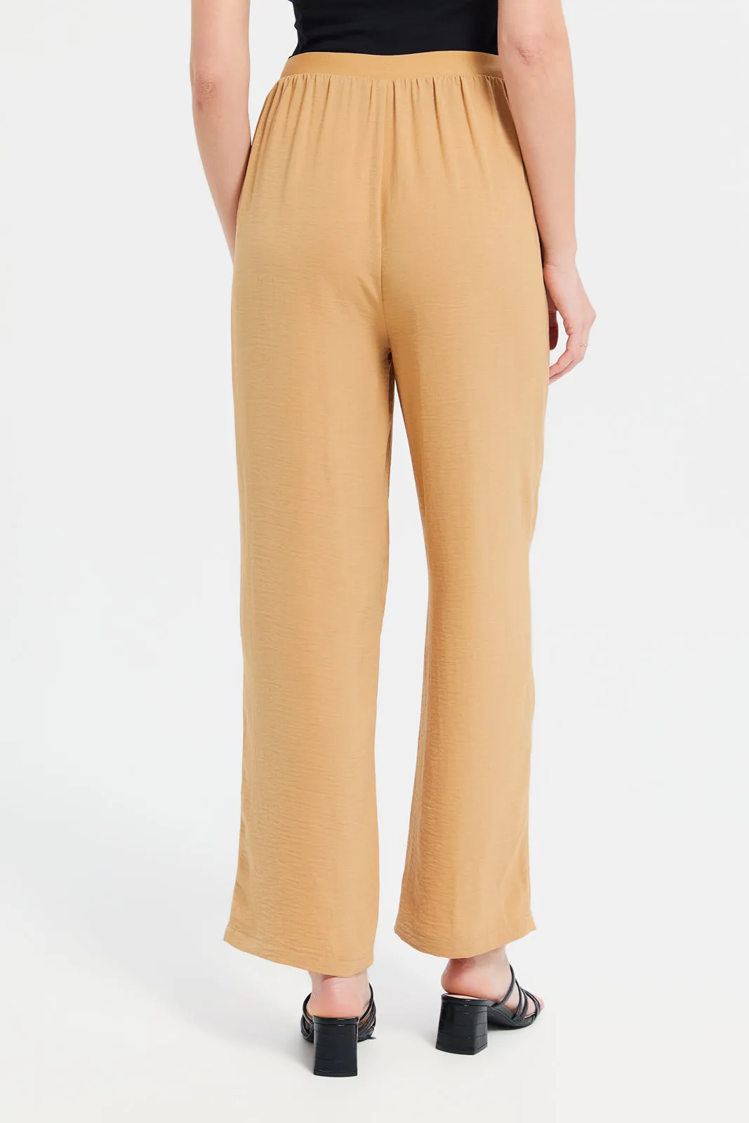 Women Mustered Wide Leg Trousers