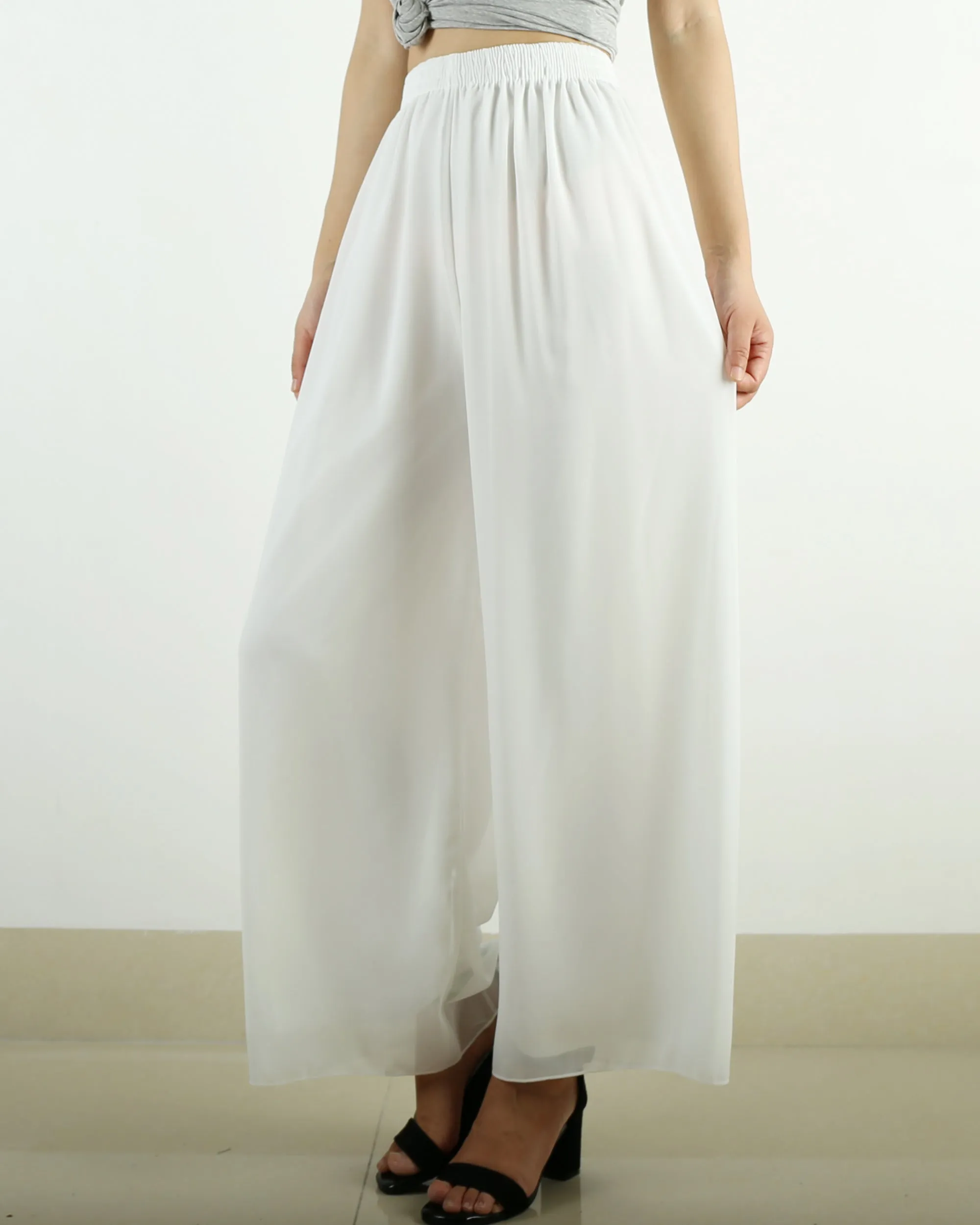 Women's yoga pants, chiffon skirt pants, wide leg pants,summer trousers, oversized casual customized pants (K1712)